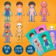 chàng trai câu đố mầm non và trẻ em gái trong những cấu trúc cơ thể của đồ chơi giáo dục nhận thức 3-6 tuổi
