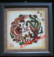 Театр теней 圆形皮影吉祥龙凤呈祥1 陕西民间工艺品 非物质文化遗产房间悬挂