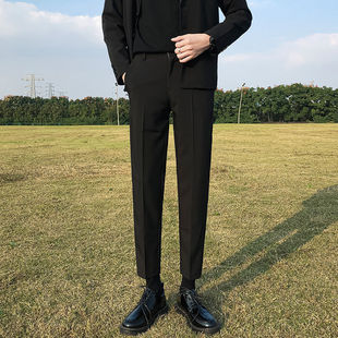 秋冬西装裤子男垂坠感西裤韩版潮流男士直筒裤港风春秋九分休闲裤