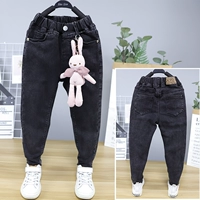 Big E small e2019 mùa thu Phiên bản Hàn Quốc của quần áo trẻ em gái mới Quần legging jeans trong quần dài tự nhiên cho trẻ em lớn - Quần jean quần sooc bò bé gái