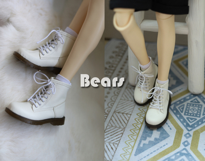 taobao agent Spot ◆ Bears ◆ BJD shoes 007 white beef tendon bottom short boots leather boots uncle