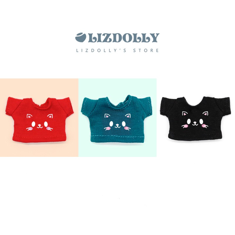 Flower T-shirt [White Cat Face & 35]ob11 【 printing Short sleeve daily T-shirt 】 gsc Plastid Zhongbu bjd Baby Little cloth molly Meijie pig clothes
