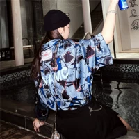 Акула, шелковая рубашка в стиле хип-хоп, топ, оверсайз