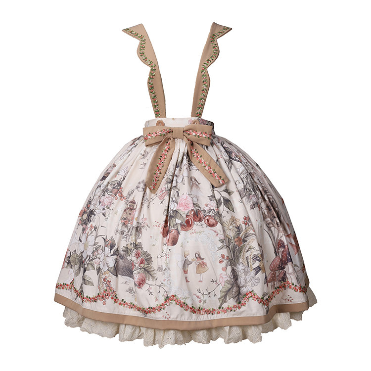 Strap Short SkThumbelina balla deer grace petal pendulum cla system Watercolor lolita Oil Painting handle Detachable straps Half skirt