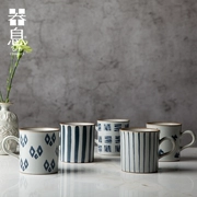 Cốc làm bằng tay màu xanh và trắng cốc Vẽ tay sáng tạo cốc uống cà phê cốc cà phê cốc cốc đôi trên văn phòng - Tách