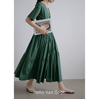 Летнее платье, длинная юбка, V-образный вырез, 2020, в корейском стиле, яркий броский стиль, по фигуре, длина миди