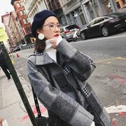áo khoác len nữ zChicken dài phần 2018 thu đông 2018 Học sinh Hàn Quốc áo khoác lông len