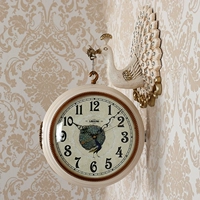 Двойной колокольчик в стиле европейского стиля, тихие, простые, современные часы, персонализированный павлин, две стороны колокольчика, сельские творческие кварцевые часы