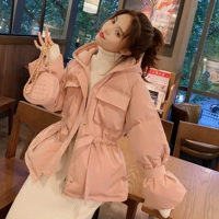 Розовый корсет с капюшоном, длинный пуховик, демисезонная длинная куртка, средней длины, в корейском стиле, 2020, увеличенная толщина
