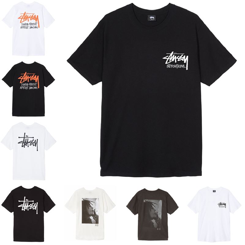thumbnail for stussy Stussy men's and women's short-sleeved t-shirt summer tide brand loose wild joint T-shirt solid color couple models tide