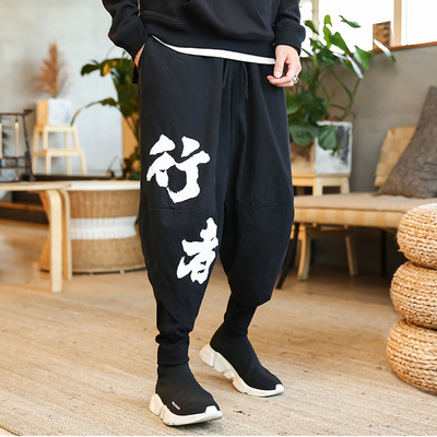 Trung quốc phong cách của nam giới thường và chất béo cộng với XL chất béo linen cotton và linen Zen Phật là retro phong cách bảy quần short Cực lớn