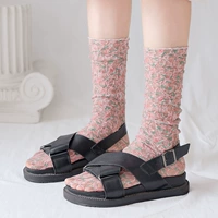 Кружевные носки, брендовые японские гольфы, летние тонкие ретро сандалии, цветочный принт, средней длины