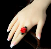 Hoa phong cách retro cinnabar vòng hoa Mori cô gái Nhật Bản và Hàn Quốc hipster cá tính trang sức sinh viên ngón tay nhẫn quốc gia