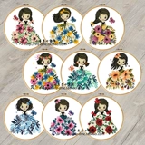 Little House Cross Stitch подлинная DMC Line Flower Girl Series Simple Gift Dired Dired Circular Diy Hanging Painting