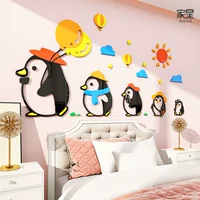 Мультяшная наклейка для детской комнаты, макет для мальчиков и девочек, украшение для спальни для кровати, настенные наклейки, пингвин
