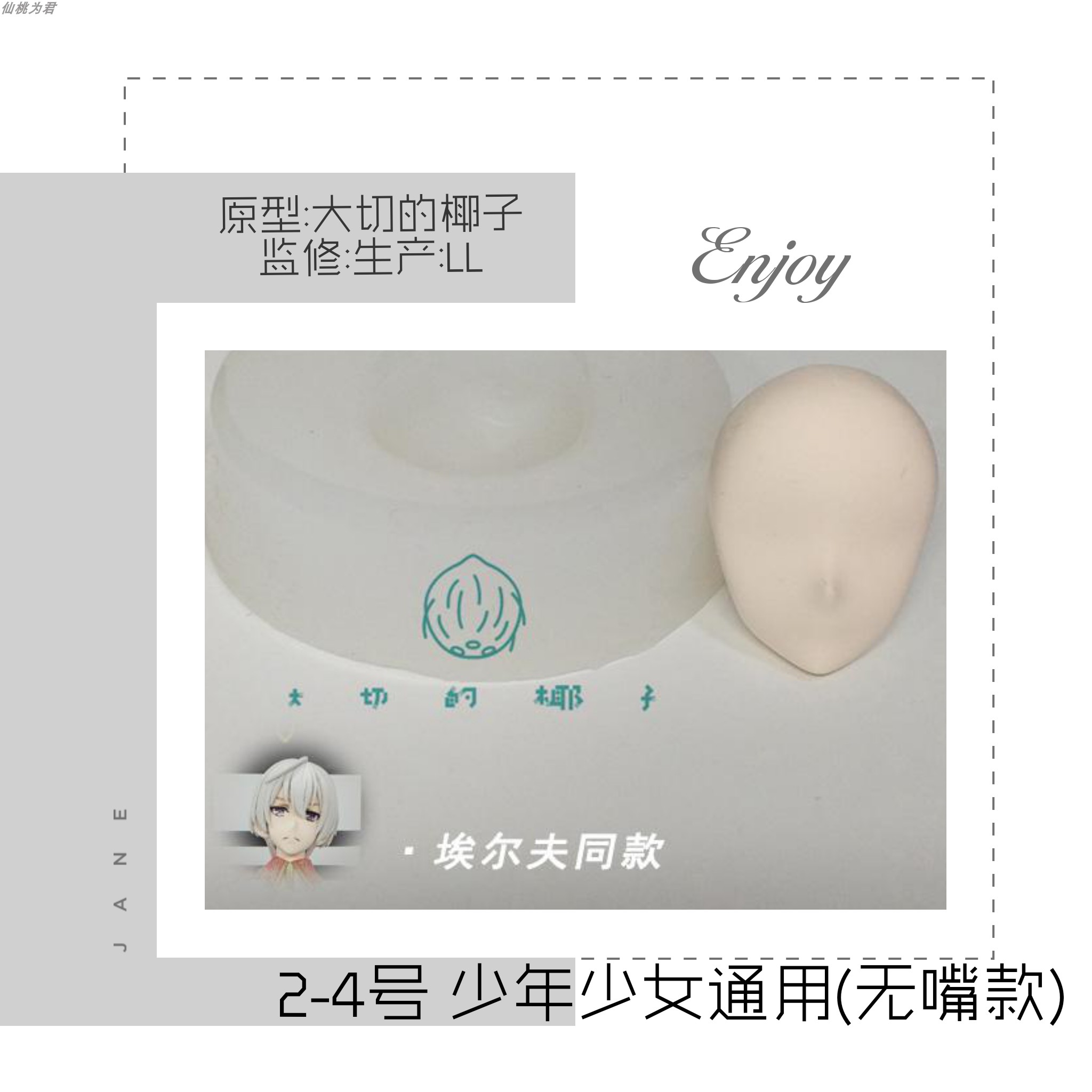[Coconut] 2-4 [In Stock]【 Big cut Of Coconut 】 Face mold Ear mold silica gel mould Ultra light clay soft ceramics Turn sugar Stone powder