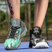 Giày bóng rổ cá tính Âm dương và giày nam 2018 mới đệm khí đệm chống trượt cao cổ cao giày thể thao mùa hè cho học sinh