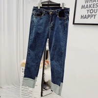 Летние джинсовые штаны, 2019, подходит для полных девушек, большой размер, высокая талия, свободный прямой крой