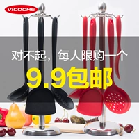 Đầy đủ silicone không dính chảo xẻng xào xào xẻng dài xử lý muỗng khuấy muỗng nhiệt độ cao không bị thương nồi silicone đồ dùng nhà bếp bộ kệ gia vị 3 tầng