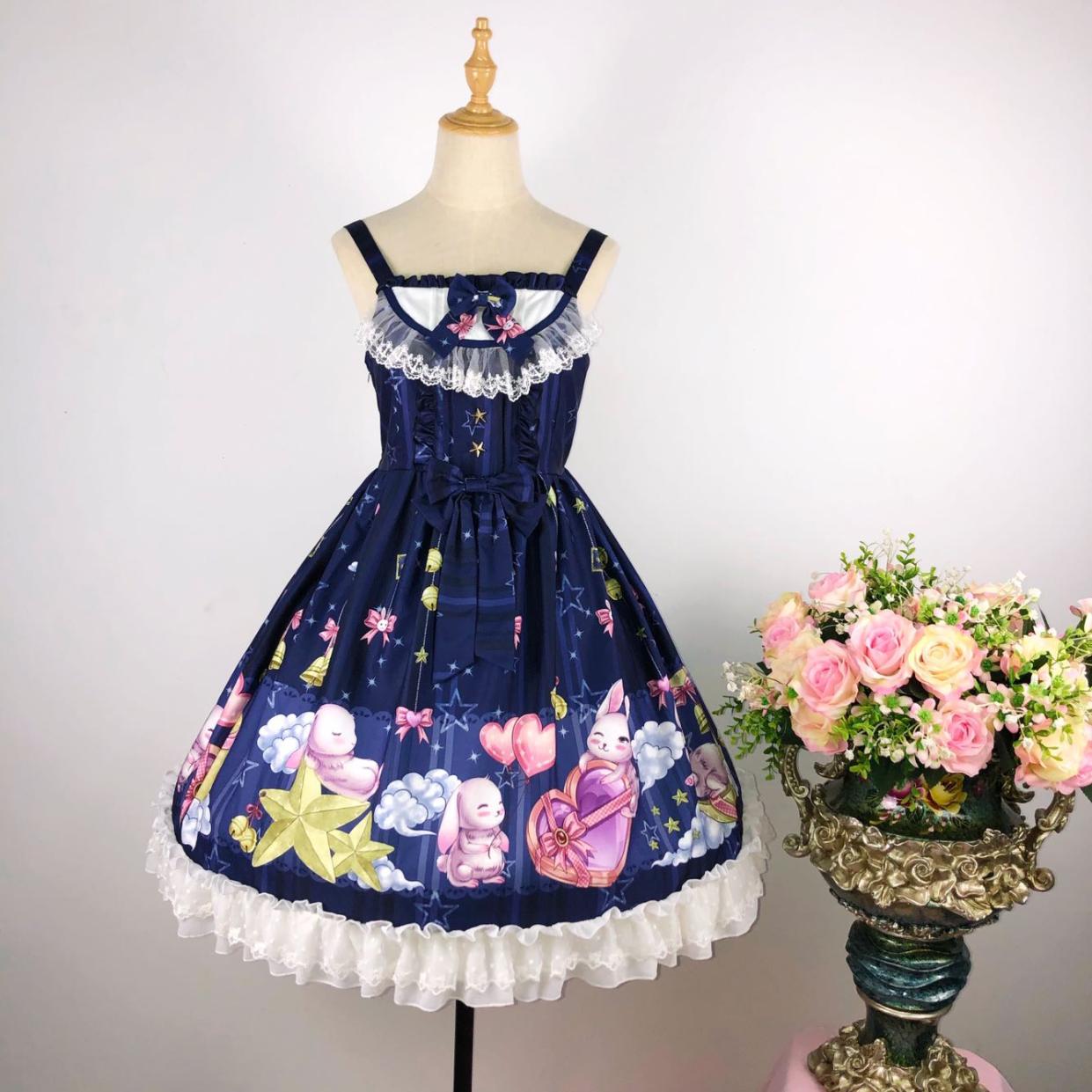 Cyanosisoriginal lolita Dress Star Paradise jsk daily Printed chiffon camisole Dress Lolita goods in stock