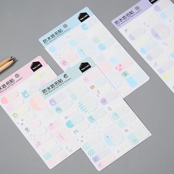 Мультяшная водонепроницаемая именная наклейка, канцтовары для детского сада