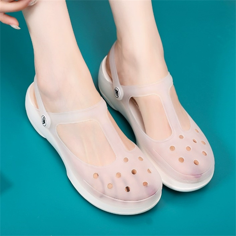 Giày y tá mới giày nữ mang thai Phụ nữ mang thai Baotou Sandals Summer Anti -slip Dass duy nhất Jelly Beach Shoes mang dép xuống đáy mềm 