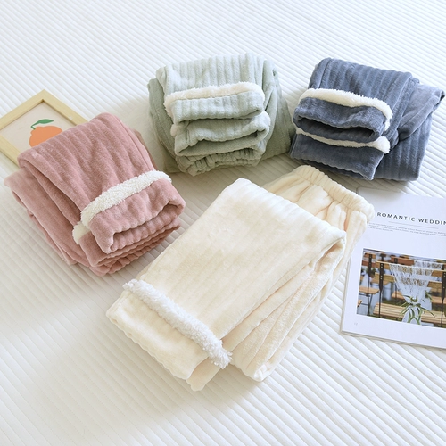 Демисезонные фланелевые коралловые бархатные штаны для отдыха, увеличенная толщина