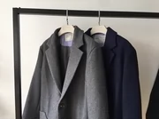 Bán mới gia công đơn giản Nhật Bản đơn giản màu dài len nam áo khoác len nam