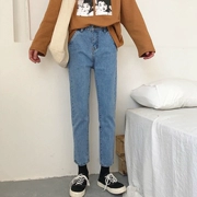 Xuân-Hè 2018 phiên bản mới của Hàn Quốc eo cao là quần jeans nữ lửng ống rộng nữ hoang dã quần chín điểm quần ống thẳng