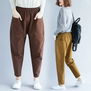 Quần áo thu đông nữ 2018 mới văn học cỡ lớn retro sandal dày quần là quần thun cà vạt hoang dã mỏng