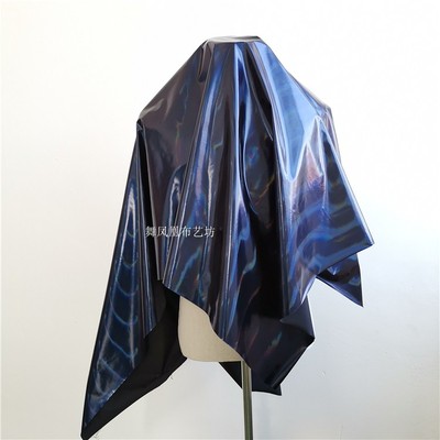 taobao agent Original colorful, colorful hidden cyan imitation leather cloth rainbow laser colorful blue black bright mirror leather fabric