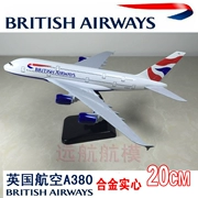 20 cm rắn hợp kim máy bay mô hình British Airways A380-800 Airbus máy bay chở khách mô phỏng tĩnh máy bay mô hình mô hình bay