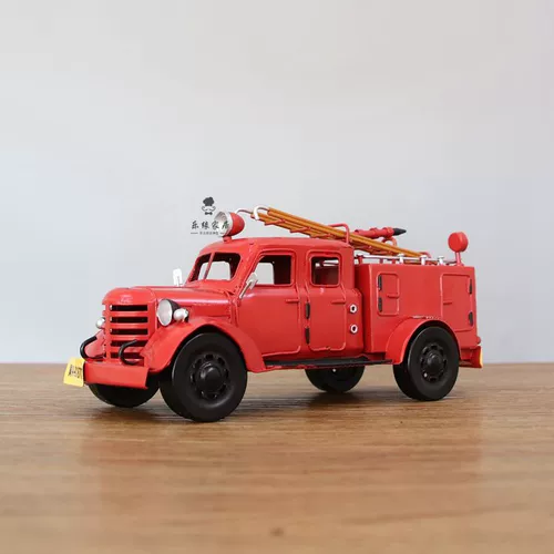 Ретро пожарная антикварная модель автомобиля ручной работы, украшение, пожарная машина, подарок на день рождения