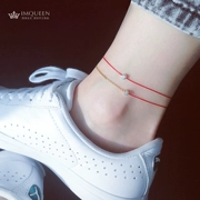 SpongeBob Rose Gold Diamond Single Diamond Fine Red Rope Anklet Nữ Đơn giản Dậu Hàn Quốc Năm dây vận chuyển Red Rope