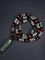 Этническое ретро натуральное агатовое ожерелье и браслет подходит для мужчин и женщин, этнический стиль, цвета киновари