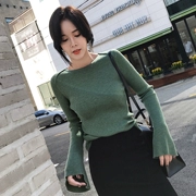Áo sơ mi tay dài hàng đầu 2018 Thu và Đông Mới Hàn Quốc Áo dệt kim đáy ngắn Set áo len mỏng nữ tính