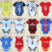 Bé quần áo bóng đá bé ngắn tay áo khoác mùa hè romper jumpsuit bé World Cup jersey túi rắm cotton body chip tre em