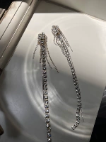 Летние серьги, цирконий, сверхдлинная инкрустация камня, клипсы с кисточками