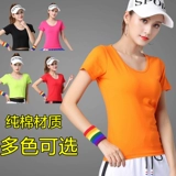 Летняя одежда, хлопковая спортивная танцующая футболка для спортзала, короткий рукав