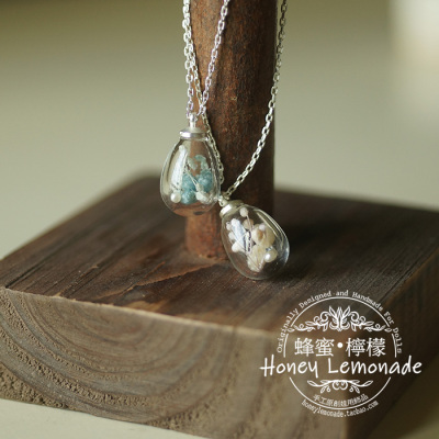 taobao agent HL honey lemon dried flower tear drop glass bottle necklace size can be customized BJD baby jewelry accessories