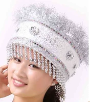 Этнический аксессуар для волос, костюм, серебристо-белая шапка