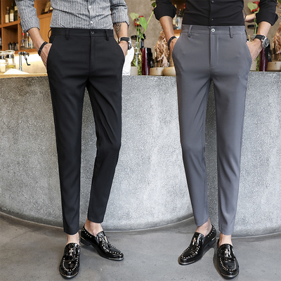 Đàn ông mùa thu cộng với nhung Đàn ông Hàn Quốc quần cắt cúp trẻ trung miễn phí nóng bỏng phong cách Anh chân quần dài quần mỏng - Quần