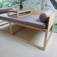 Сплошное дерево простые дзен -диванс дизайн кровати Seno Luohan наложница анимированная простая простая белая лабораторная лаборатория китайская плащная кровать