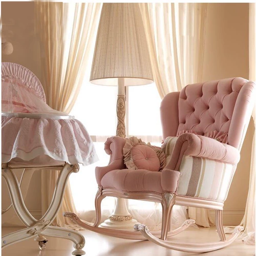 Ткань, диван для отдыха, розовая качалка из натурального дерева для спальни, в американском стиле
