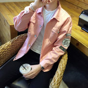 Mùa hè phần mỏng nhanh tay áo khoác nam Hàn Quốc phiên bản của xu hướng cá tính hip hop hồng denim quần áo 褂 sinh viên đẹp trai áo khoác nam