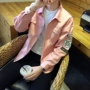 Mùa hè phần mỏng nhanh tay áo khoác nam Hàn Quốc phiên bản của xu hướng cá tính hip hop hồng denim quần áo 褂 sinh viên đẹp trai áo khoác nam áo khoác form rộng