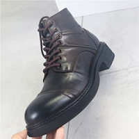 Martens, мягкие ретро кожаные короткие сапоги на платформе, ботинки, высота каблука 5см, воловья кожа