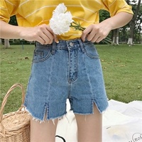 2018 mới của Hàn Quốc phiên bản của denim hoang dã quần short nữ mùa hè eo cao một từ lỏng mỏng rộng chân ins quần nóng sinh viên thoi trang cong so