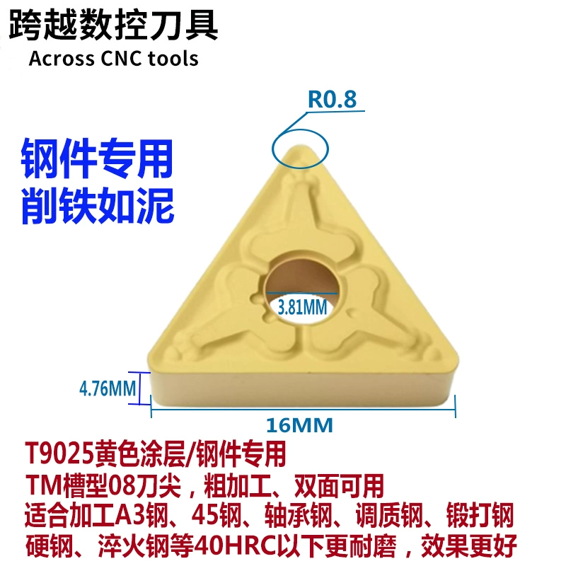 Lưỡi CNC phủ hình tam giác TNMG160404/160408/160412-TM T9125 9025 các bộ phận bằng thép cán dao tiện cnc Dao CNC