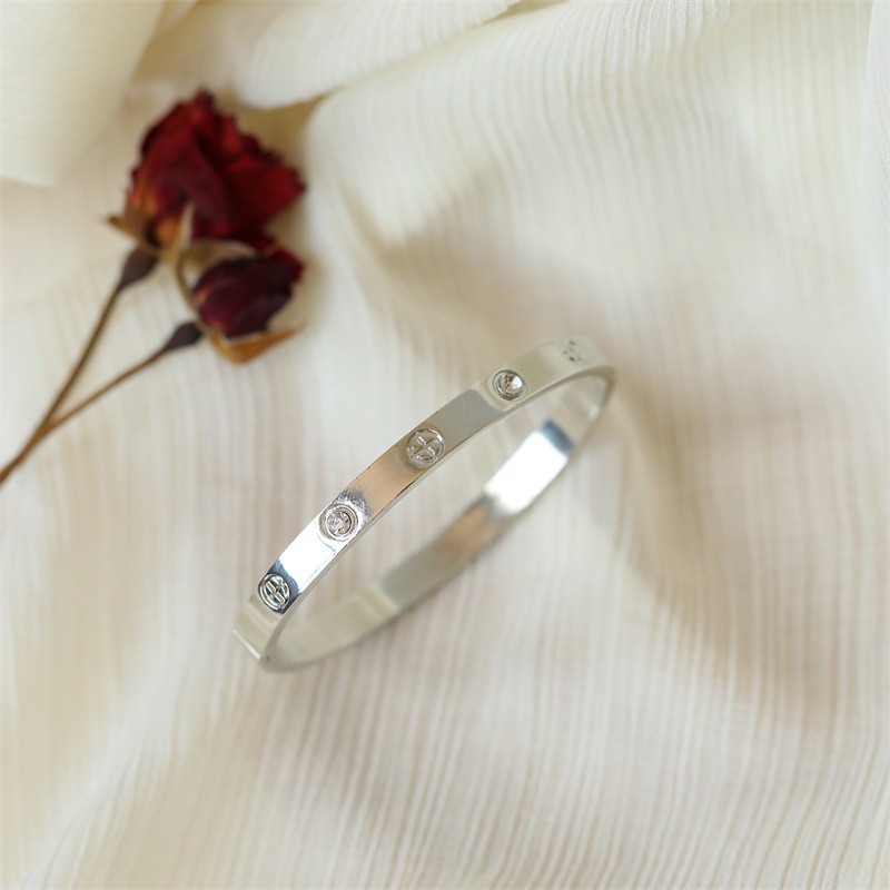 925 SilverKorean fashion ins Bracelet female New products temperament Versatile Simplicity rose gold Bracelet alloy love lovers Hand jewelry